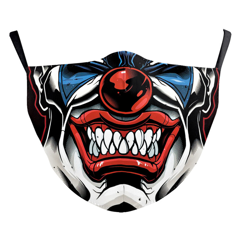 Half face of skull Pattern Printed Masks (No filter) Pack Of 5 Pieces High Quality Comfortable Hygiene Reusable Washable Effective Filtering Dust