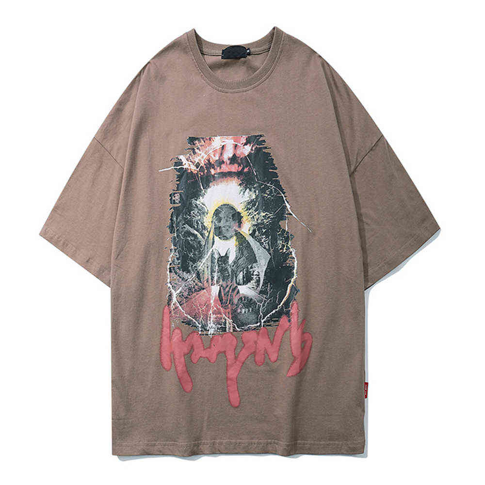 Men's Double-Sided Printed Tee Shirt Hip Hop Style T-shirt For Men Summer Oversized Cotton Short-sleeved Tees 210603