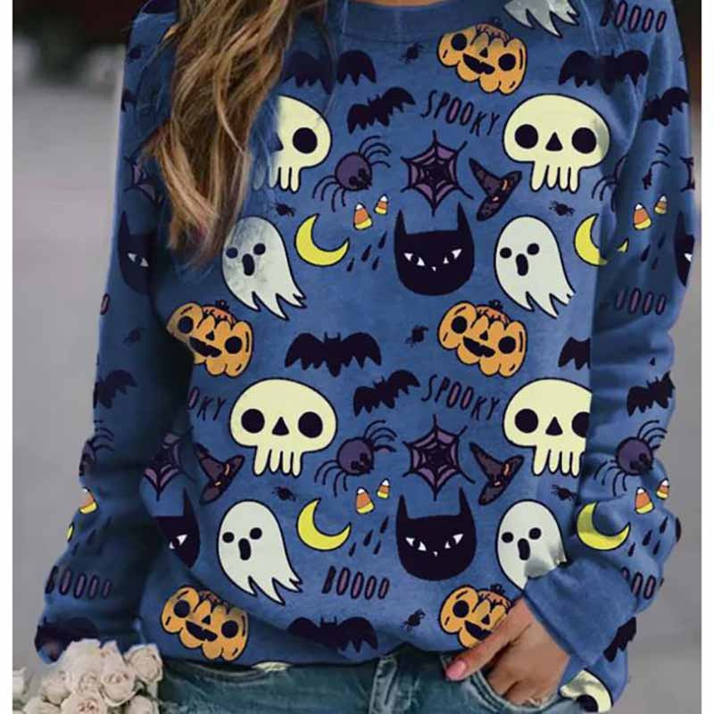 2021 Blue Halloween Fun Pattern Print Vintage Crewneck Sweatshirt Women Girls Loose Casual Plus Size Pullovers Designer Tops Mrub, Style1
2021 Blue Halloween Fun Pattern Print Vintage Crewneck Sweatshirt Women Girls Loose Casual Plus Size Pullovers Designer Tops Mrub, Style1