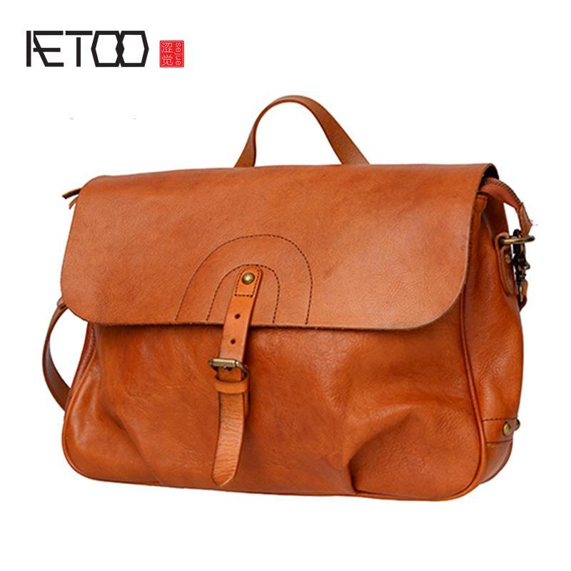 HBP AETOO Head-layer Psoriasis Postman Bag, Leather Slant Edwin Bag, Men's Hand-held Briefcase