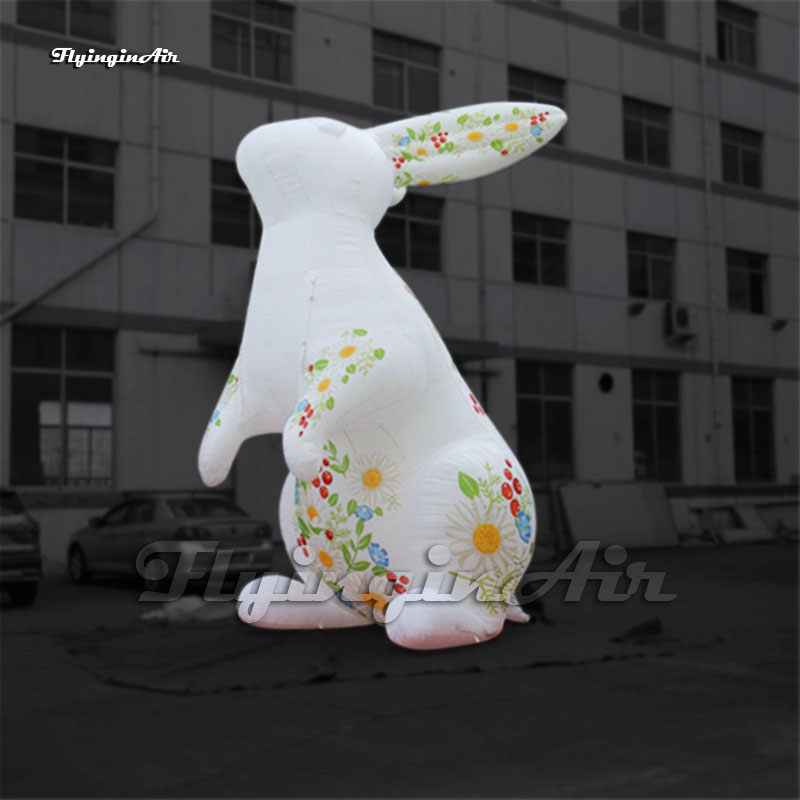 Outdoor Animal Mascot Model White Inflatable Rabbit 3m/4m/5m Advertising Blow Up Easter Bunny Balloon For Park Decoration