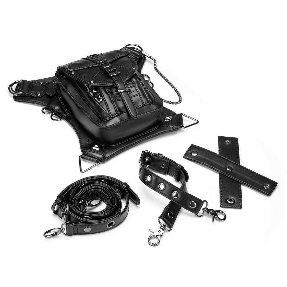 GearDuke Women Waist Bag Gothic Fanny Packs Motorcycle Hip Leg Bag Steampunk Holster Shoulder Bag Men PU Leather Crossbody Bags 210708