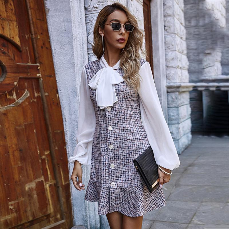 Casual Dresses Women Bow Ruffles Plaid Mini Dress Spring Autumn Fashion Retro Lantern Sleeve Patchwork Button Arrival 2021, Grid
Casual Dresses Women Bow Ruffles Plaid Mini Dress Spring Autumn Fashion Retro Lantern Sleeve Patchwork Button Arrival 2021, Grid