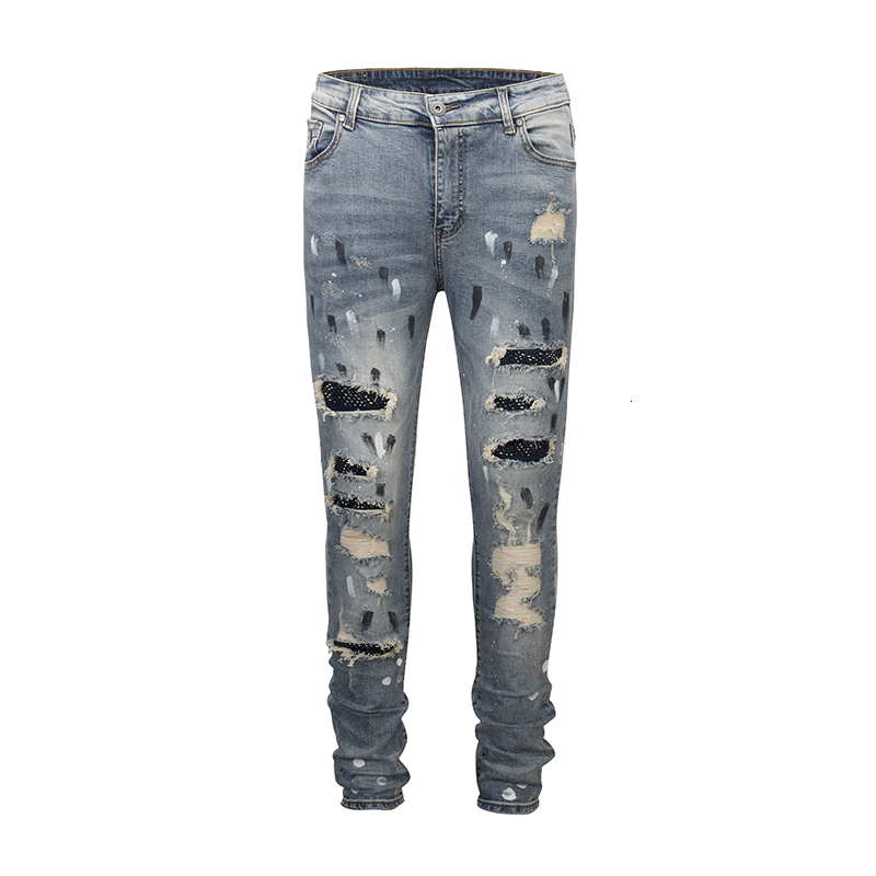 2021 New Men's Male Trousers European American High Street Style Heavy Craft Hole Patch Sequined Stretch Slim-fit Jeans Denim Pants 54k7, Blue
2021 New Men's Male Trousers European American High Street Style Heavy Craft Hole Patch Sequined Stretch Slim-fit Jeans Denim Pants 54k7, Blue