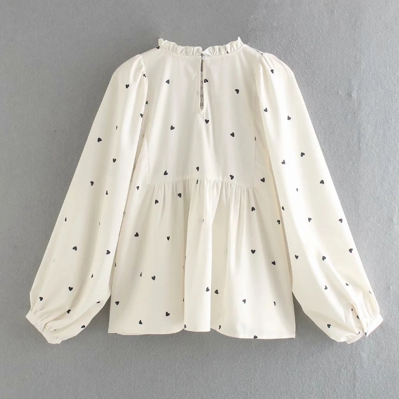 Women Chic Printing Splicing Shirt Casual Femme Lantern Sleeve Blouse Lady Loose Tops Blusas S8135 210225
