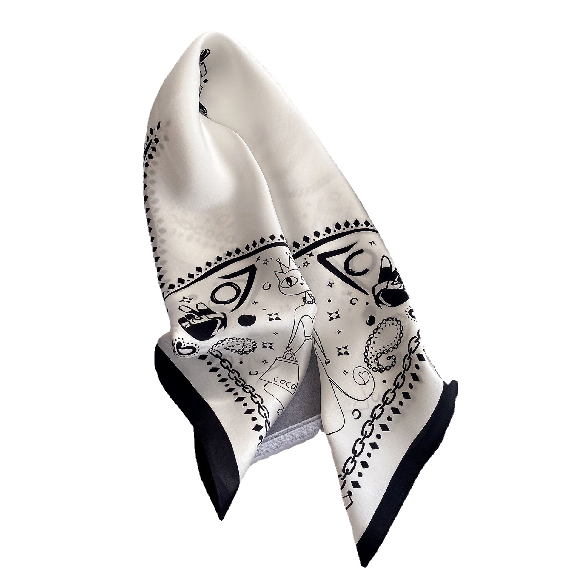 Silk Silk Scarf Black and White Printed Elegant White Large Kerchief Spring Versatile Sunscreen Shawl Womens Scarf Scarf No. 5
Silk Silk Scarf Black and White Printed Elegant White Large Kerchief Spring Versatile Sunscreen Shawl Womens Scarf Scarf No. 5
