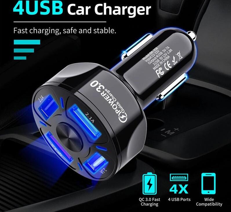 4 Ports Multi USB Car Charger 48W Quick 7A Mini Fast Charging QC3.0 For iPhone 12 Xiaomi Huawei Mobile Phone Adapter Android Devices
4 Ports Multi USB Car Charger 48W Quick 7A Mini Fast Charging QC3.0 For iPhone 12 Xiaomi Huawei Mobile Phone Adapter Android Devices