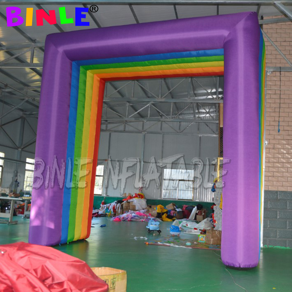 Custom Colorful Square Inflatable Rainbow Arch With Blower Advertising Archway Entrance Tunnel For Birthday Party Decoration