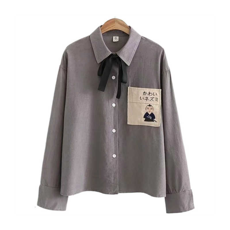 MERRY PRETTY Autumn Women Japan Style Cartoon Embroidery Blouses Long Sleeve Turndown Collar Pockets Shirts Femme Blusas 210526, Gray
MERRY PRETTY Autumn Women Japan Style Cartoon Embroidery Blouses Long Sleeve Turndown Collar Pockets Shirts Femme Blusas 210526, Gray