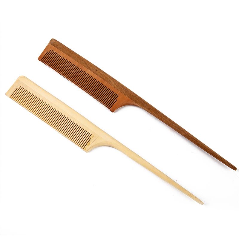 Hair Brushes Anti-Static Natural Peach Wood Combs Portable Salon Comb Rat Tail Brush Hairdressing Styling Tool Care