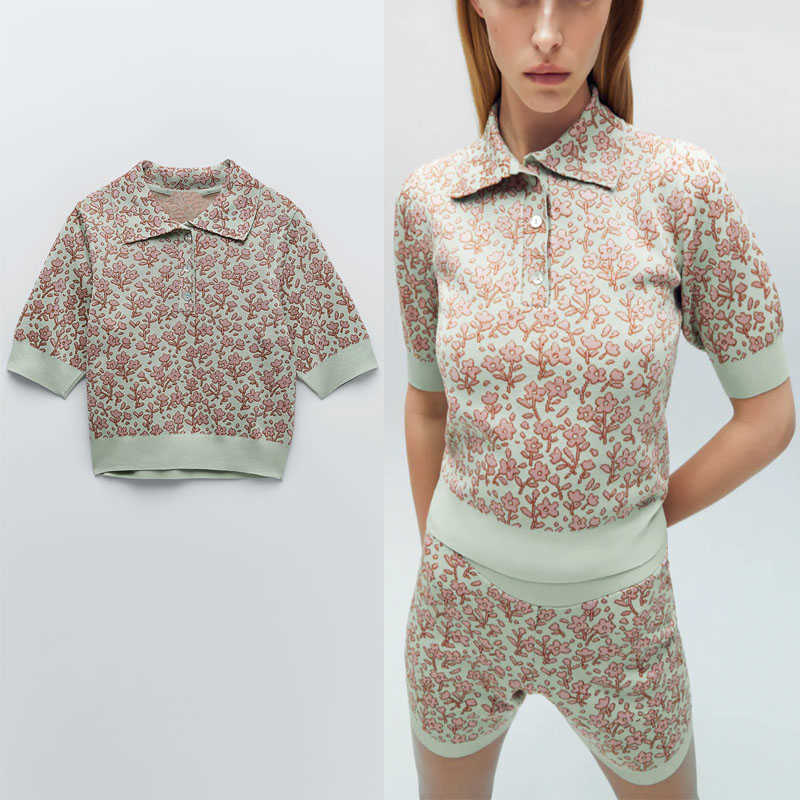 Za Green Vintage Jacquard Knit Sweater Women Short Sleeve Spring Knitted Top Female Fashion Front Button Flower Pullover 210602
Za Green Vintage Jacquard Knit Sweater Women Short Sleeve Spring Knitted Top Female Fashion Front Button Flower Pullover 210602