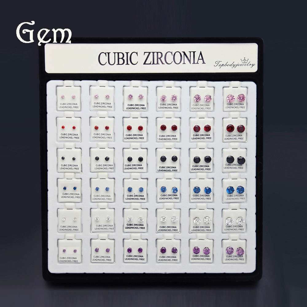 Hip hop men's simple single zircon ear stud claw set with color diamond earrings 36 pairs suit
Hip hop men's simple single zircon ear stud claw set with color diamond earrings 36 pairs suit