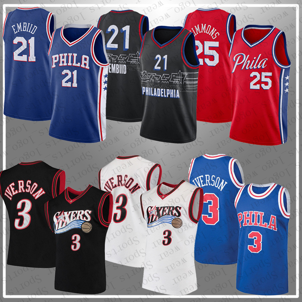 Philadelphia 76ers NBA Basketball Jerseys 3 Allen Iverson 21 Joel Embiid 6 Julius Erving 25 Ben Simmons Jersey, Black;red
Philadelphia 76ers NBA Basketball Jerseys 3 Allen Iverson 21 Joel Embiid 6 Julius Erving 25 Ben Simmons Jersey, Black;red