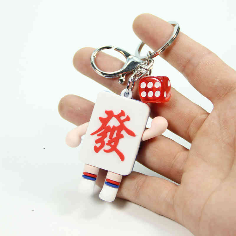 Key Rings Chinese Style Fun Mahjong Chain Pendant Novel Year Gift Car Ring Fortune Dice