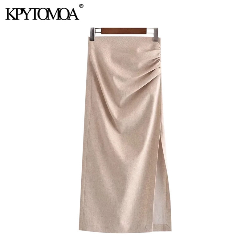 KPYTOMOA Women Chic Fashion With Draped Front Slit Linen Midi Skirt Vintage High Waist Back Zipper Female Skirts Mujer 210629, As picture
KPYTOMOA Women Chic Fashion With Draped Front Slit Linen Midi Skirt Vintage High Waist Back Zipper Female Skirts Mujer 210629, As picture