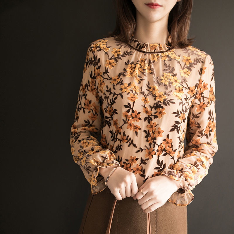 Yeniery New shirt Plush and thickened new women's ear edge blouse in autumn and winter UT032 210225
