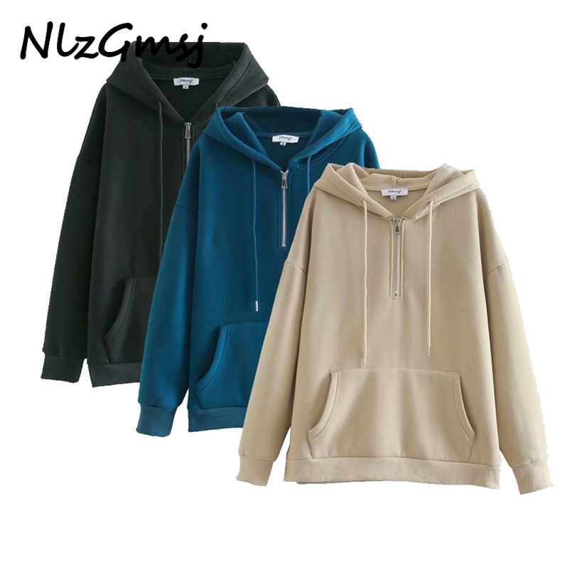 Sweatshirt Womens Pockets Sweatshirts Solid Zippers Hooded Long Sleeve Autumn Spring Casual Pullover Tops 210628, As picture
Sweatshirt Womens Pockets Sweatshirts Solid Zippers Hooded Long Sleeve Autumn Spring Casual Pullover Tops 210628, As picture