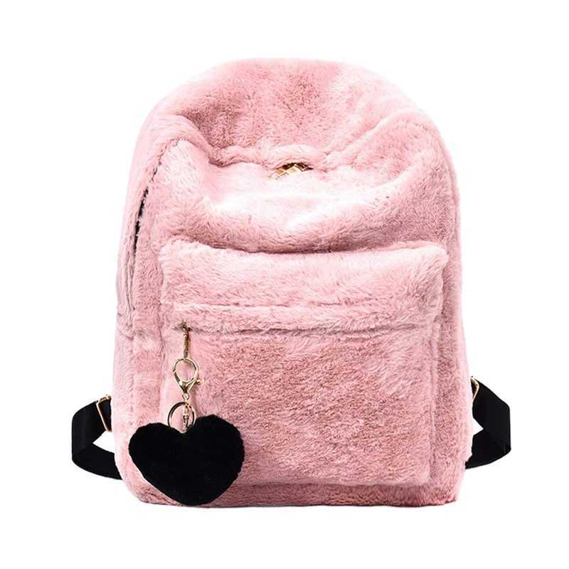 Women Soft Faux Fur Plush Backpack Shoulder Bag Fluffy School Bag with Heart Pendant (Pink) X0529
Women Soft Faux Fur Plush Backpack Shoulder Bag Fluffy School Bag with Heart Pendant (Pink) X0529