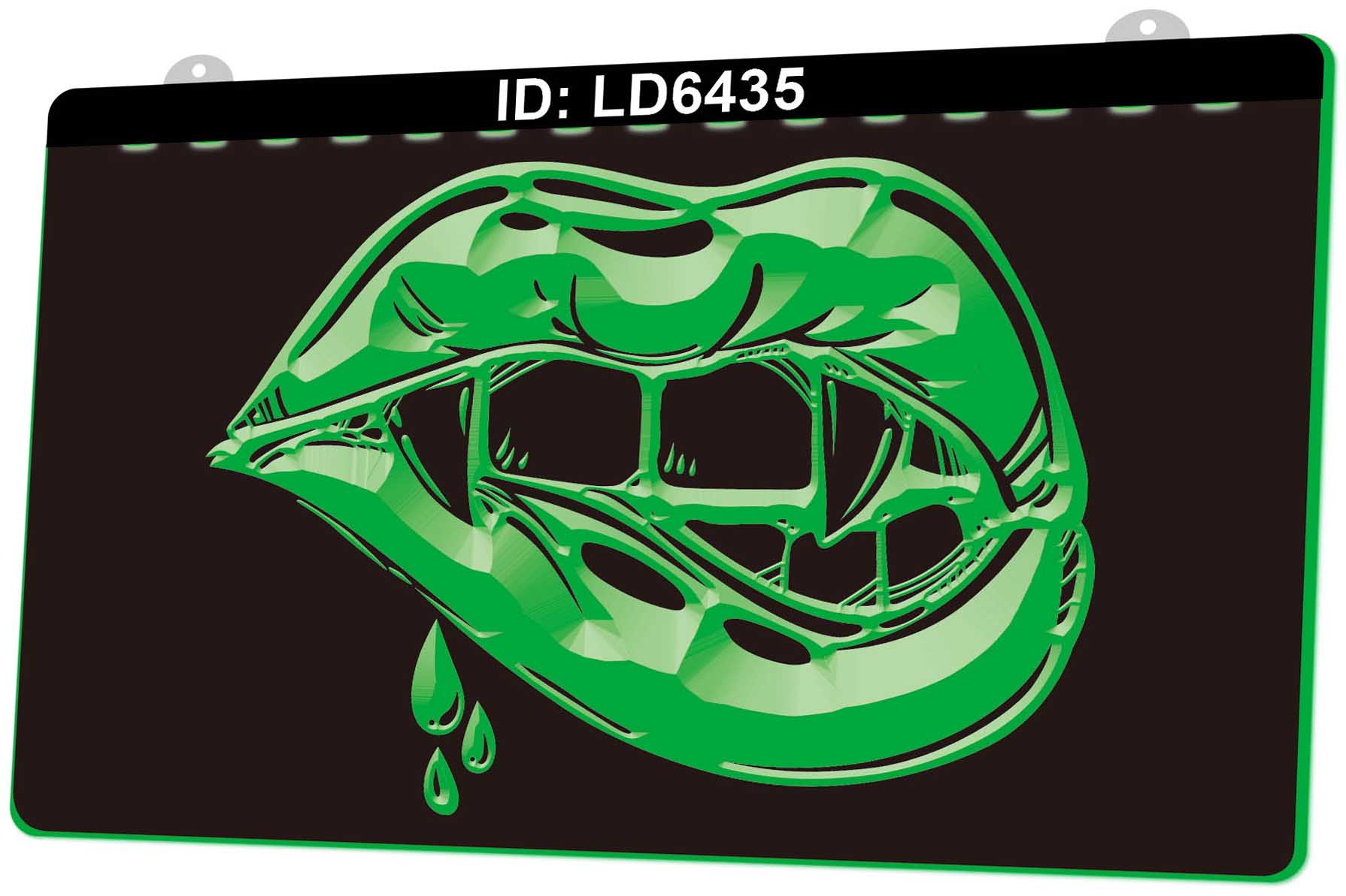 LD6435 Lips Vampire Teeth 3D Engraving LED Light Sign Wholesale Retail