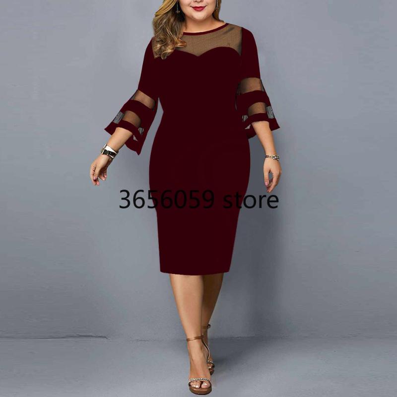Casual Dresses Plus Size Dress Women Elegant Evening Party Mesh Flare Sleeve Black Clothing 3XL 4XL 5XL
Casual Dresses Plus Size Dress Women Elegant Evening Party Mesh Flare Sleeve Black Clothing 3XL 4XL 5XL