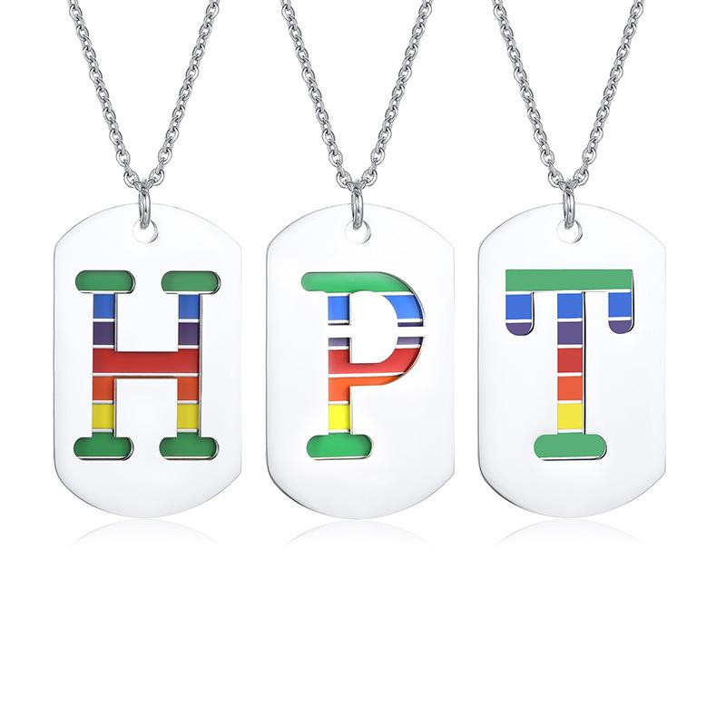 Pendant Necklaces Fashion Hollow Letter H/B/T Necklace For Men Boys Stainless Steel Dog Tag Rainbow Gift
Pendant Necklaces Fashion Hollow Letter H/B/T Necklace For Men Boys Stainless Steel Dog Tag Rainbow Gift