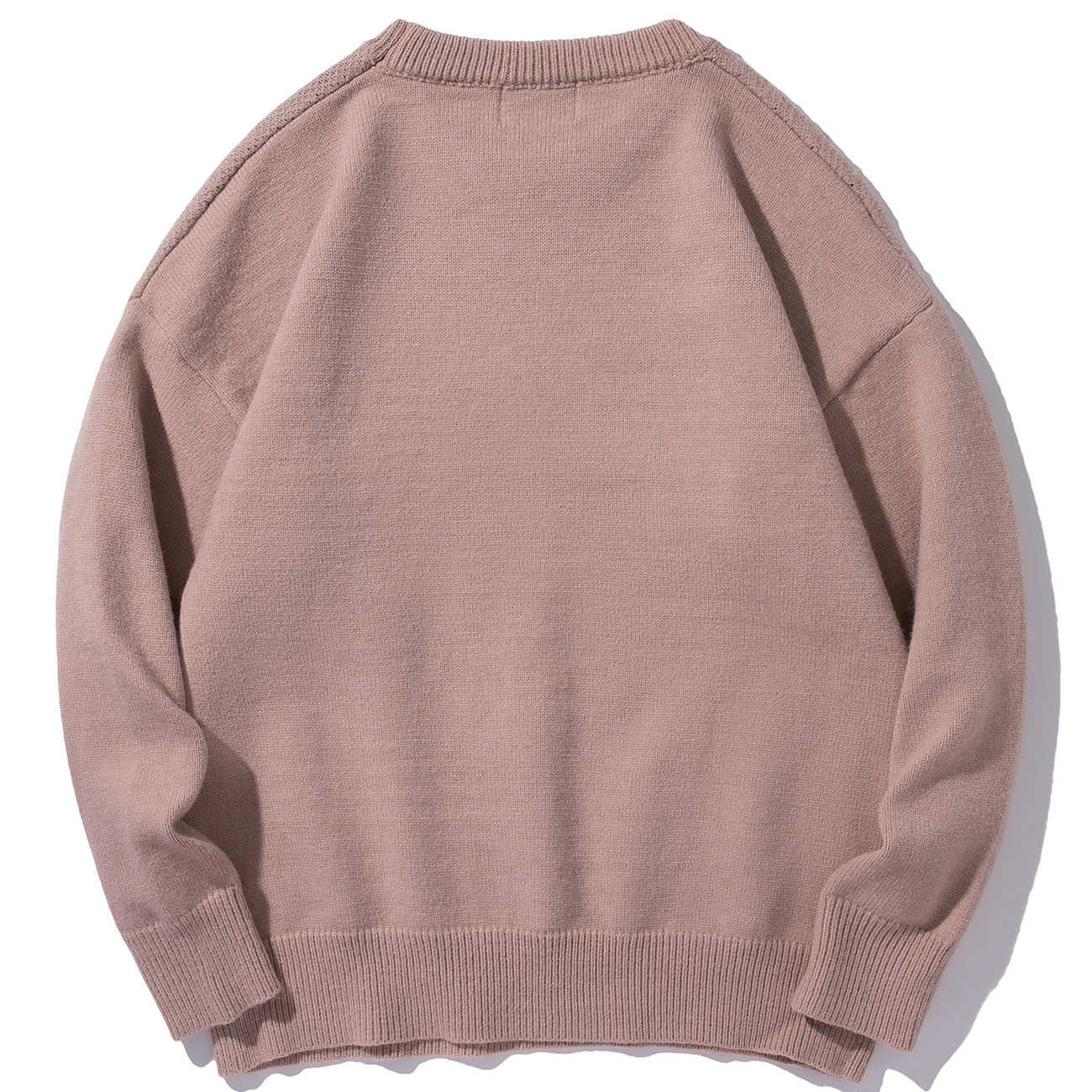 LACIBLE Men Streetwear Sweater Goose Pattern Knitted Sweater Autumn Fashion Harajuku Cotton Casual Pullover Sweater Tops 211008
