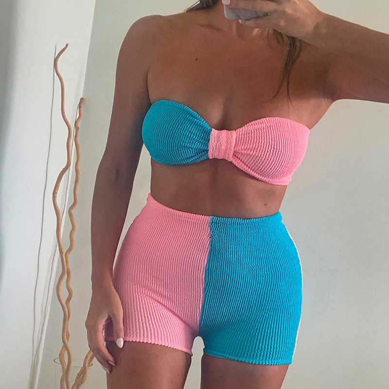 Patchwork Two Piece Tracksuits Women Summer ANT Fabric Soft Wrapped Chest And Casual Shorts Matching Outfit Stunning Streetwear, White
Patchwork Two Piece Tracksuits Women Summer ANT Fabric Soft Wrapped Chest And Casual Shorts Matching Outfit Stunning Streetwear, White