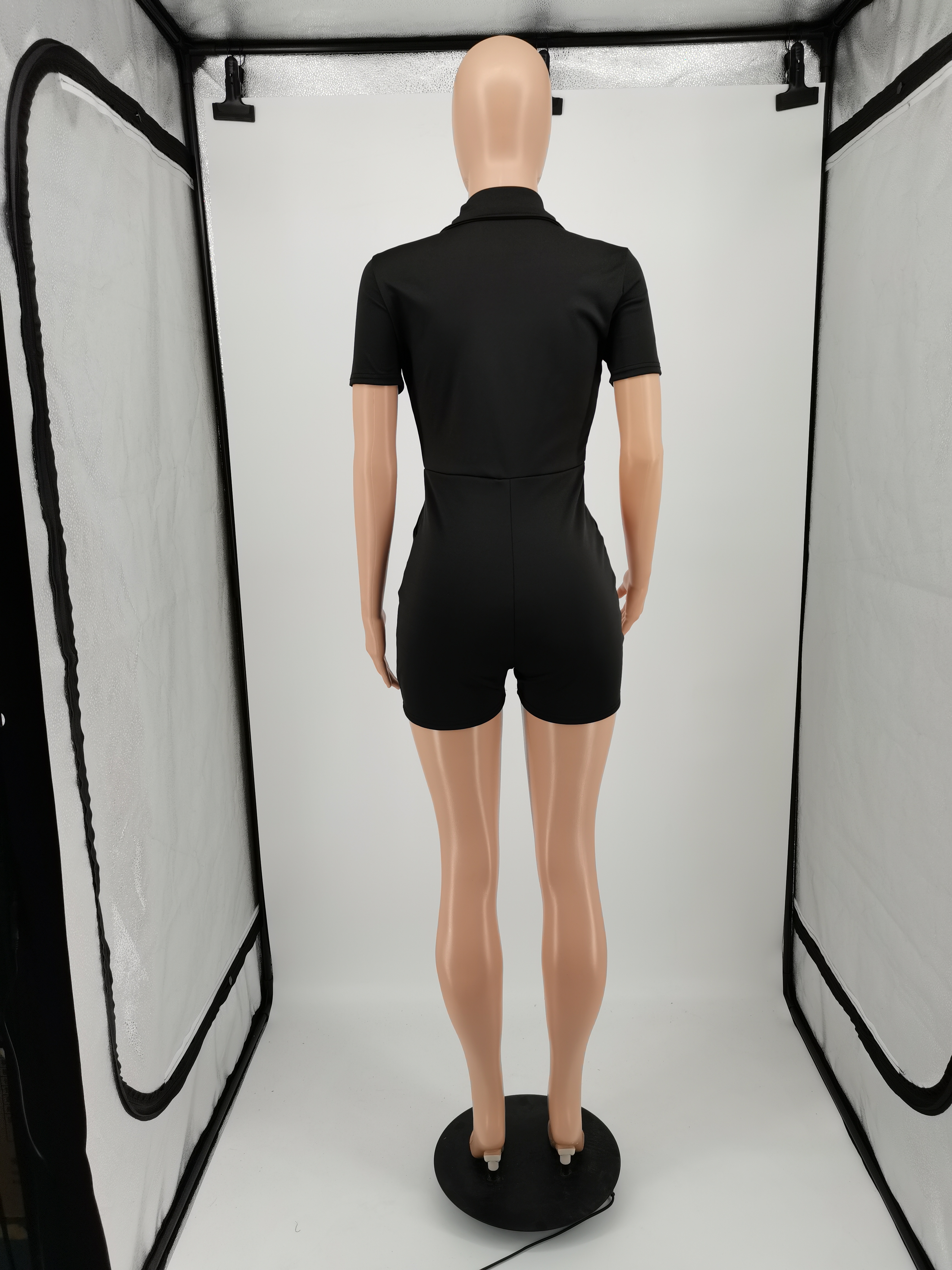 Women rompers summer shorts jumpsuits plus size 3XL skinny bodysuits Casual short sleeve Overalls bodycon playsuits black jumpers with pockets 5381