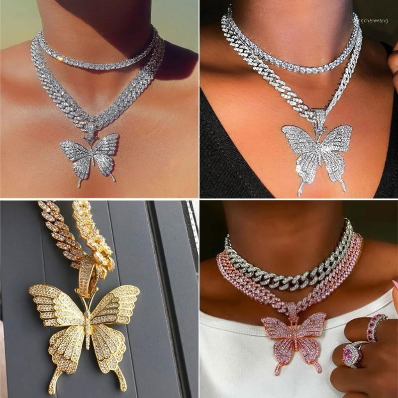 Sparking Fully Crystal Pave Butterfly Pendant Cuban Chain Cubic Charm Tennis Necklace Fashion Jewelry Drop Chains
Sparking Fully Crystal Pave Butterfly Pendant Cuban Chain Cubic Charm Tennis Necklace Fashion Jewelry Drop Chains