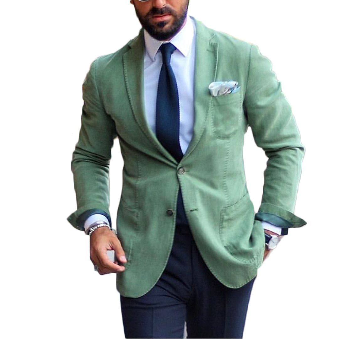 Summer Green Mens Pants Suits One Button Notched Lapel Groom Best Man Jacket Party Prom Wedding Blazer Tuxedos Custom One Piece