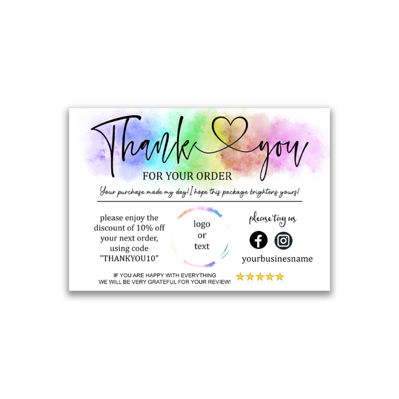 Greeting Cards Personalise Rainbow Thank You For Your Order Insert Card Watercolor Elegant Business CardSplash Of Color
Greeting Cards Personalise Rainbow Thank You For Your Order Insert Card Watercolor Elegant Business CardSplash Of Color