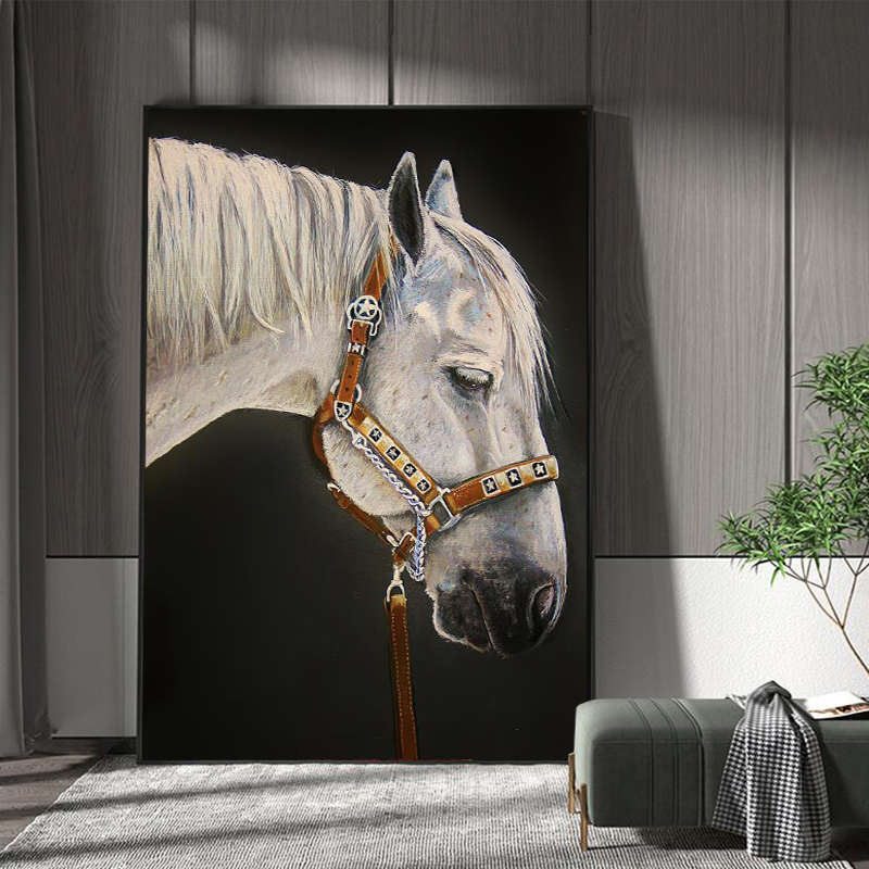 White Horse Posters Animal Oil Painting On Canvas Prints Wall Art For Living Room Modern Home Decor Decorative Paintings Cuadros