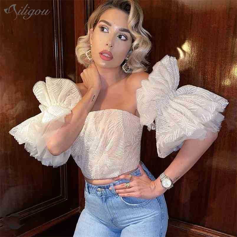 Ruffle Fashion Patchwork Mesh Shirt Blouse For Female Slash Neck Off Shoulder Backless Women's Cropped 210525, Beige
Ruffle Fashion Patchwork Mesh Shirt Blouse For Female Slash Neck Off Shoulder Backless Women's Cropped 210525, Beige