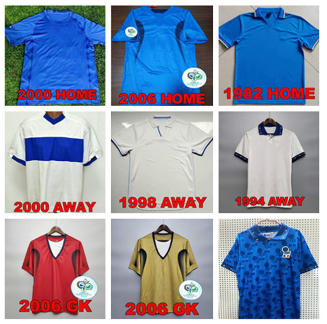 Retro soccer jerseys 1982 Italy Classic Vintage World Cup 1986 90 94 96 98 2000 2006 R.BAGGIO TOTTI PIRLO Men football shirts