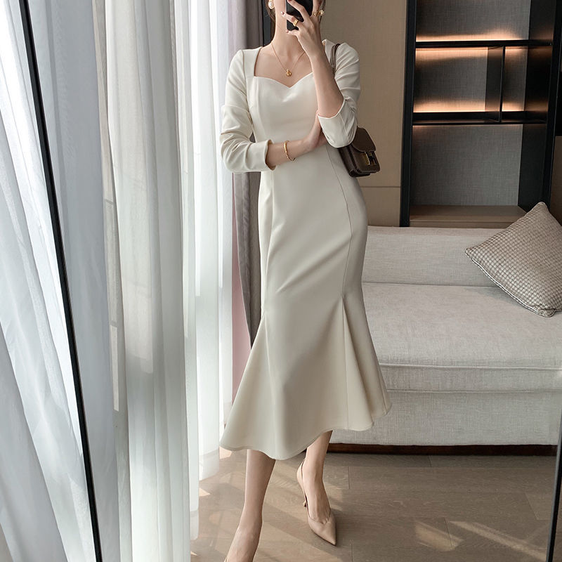 Spring Vintage Retro Dress Women French Hepburn Style Trumpet Dress Female Office Lady Casual Party Midi Korean Dress for Wome, Apricot
Spring Vintage Retro Dress Women French Hepburn Style Trumpet Dress Female Office Lady Casual Party Midi Korean Dress for Wome, Apricot