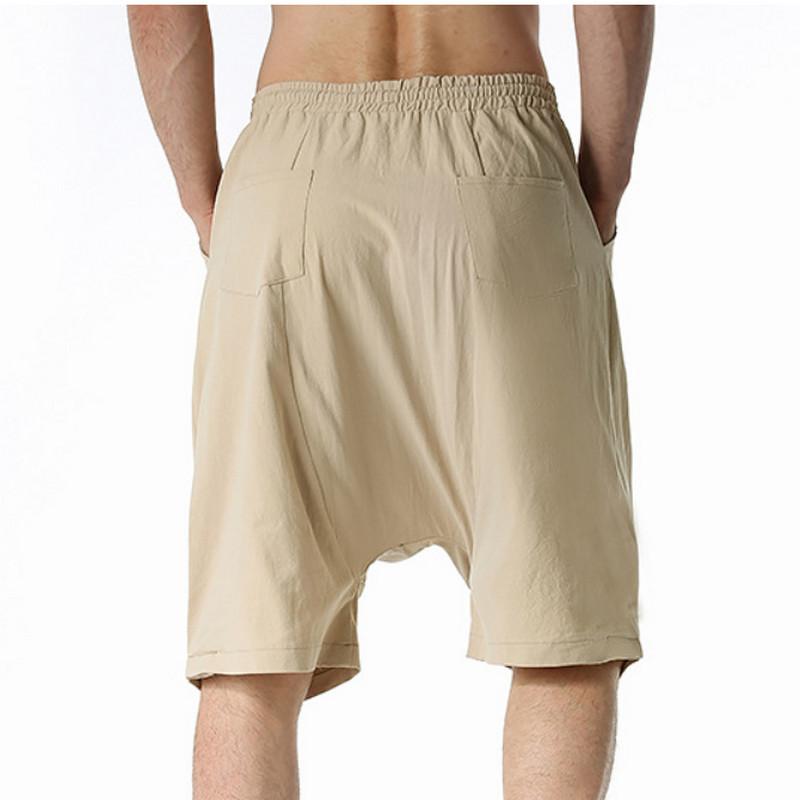 Men's Shorts Casual Drawstring Pockets Drop Crotch Baggy Long Trousers Harem Pants Retro Flying Mouse Style Slacks