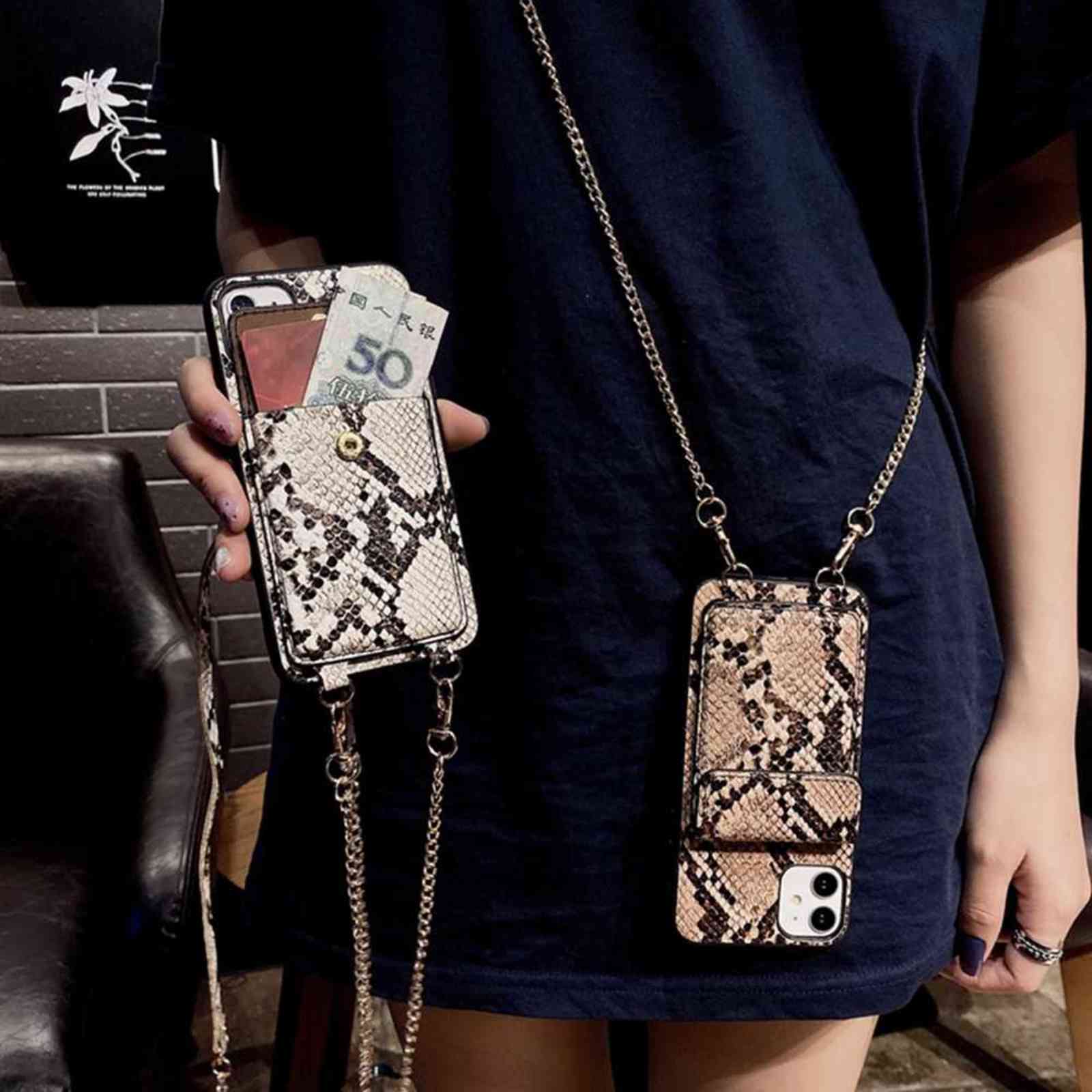 Luxury Snakeskin Crossbody Phone Case For iphone 13 12 Pro Max 7 8 Plus X XS XR card package Neck Strap Cord Chain Lanyard Cover H1112
Luxury Snakeskin Crossbody Phone Case For iphone 13 12 Pro Max 7 8 Plus X XS XR card package Neck Strap Cord Chain Lanyard Cover H1112