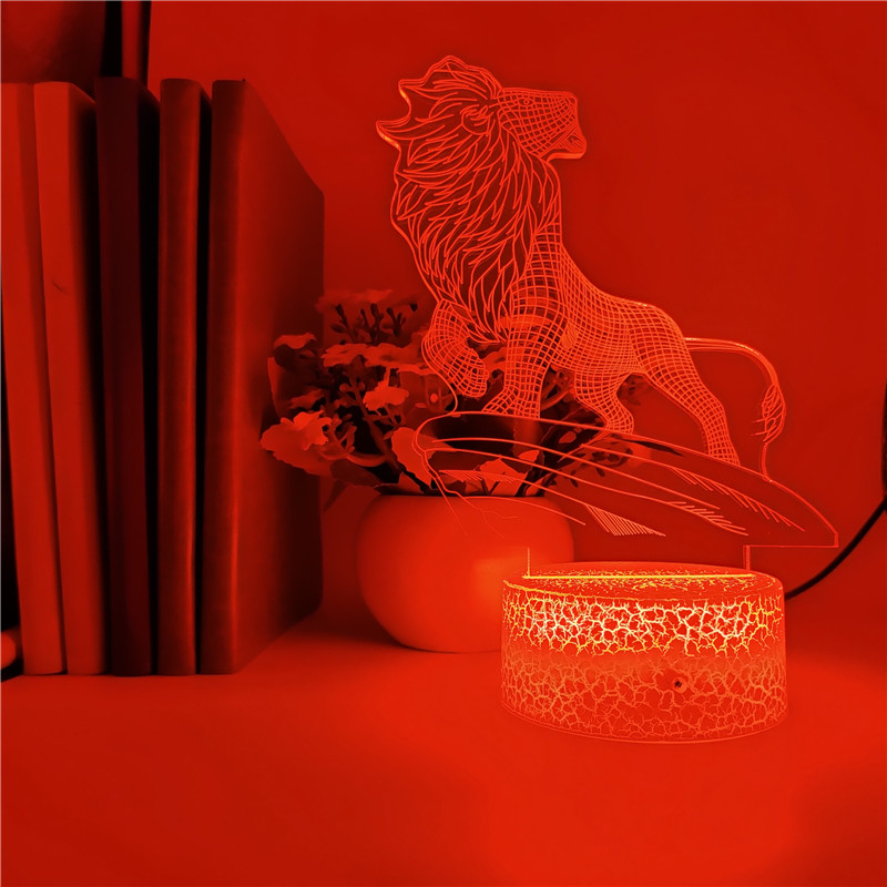 3D Kids Lion acrylic led night light 7 colors / 16 colors change acrylic 3d led lamp Party atmosphere Lamp