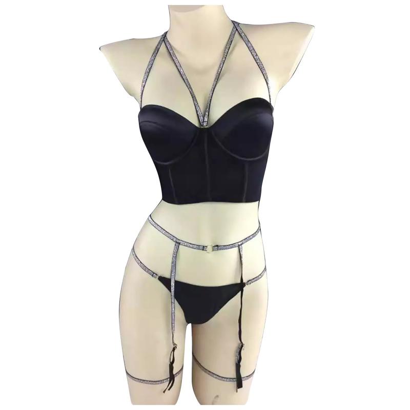 Women's Sleepwear Sexy gerie Woman Pama Sets Ladies Lace Flashing Dia Three-point Pamas Pijamas De Mujer