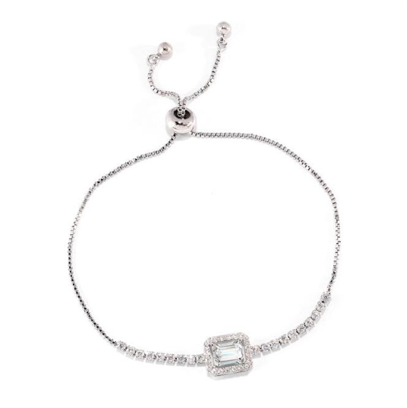 Choucong Brand Simple Fashion Jewelry Ins Wedding Bracelets 18K Rose Gold Fill White Princess Cut 5A Cubic Zircon Adjustable Women Bangle For Lover Gi