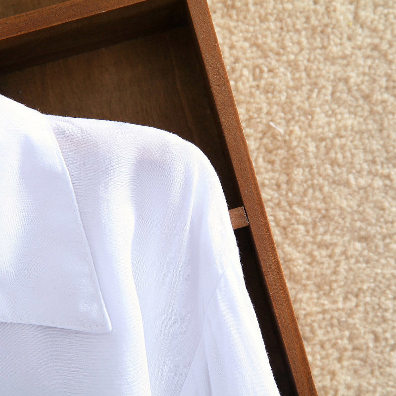 Women Shirts White Blouses Kimono Summer Top Women Letter Printed Shirts Sleeve Turn Down Collar Casual Print Cardigan 210225