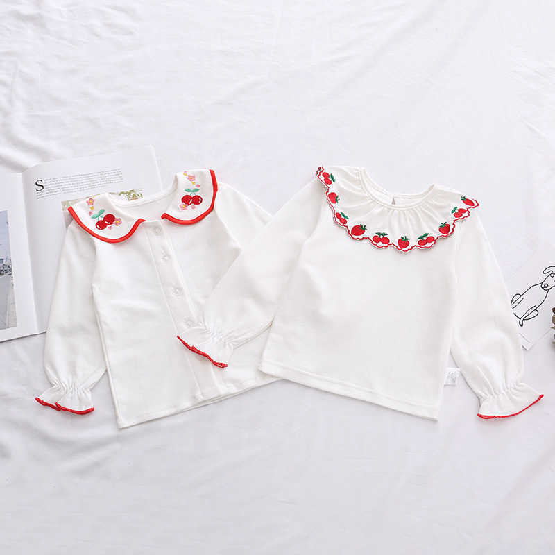 Baby Girl Cotton Spanish Shirt Toddler Boutique Clothes Infant Spain Outfit Spring born Strawberry Embroidered Top 210615, Goledn
