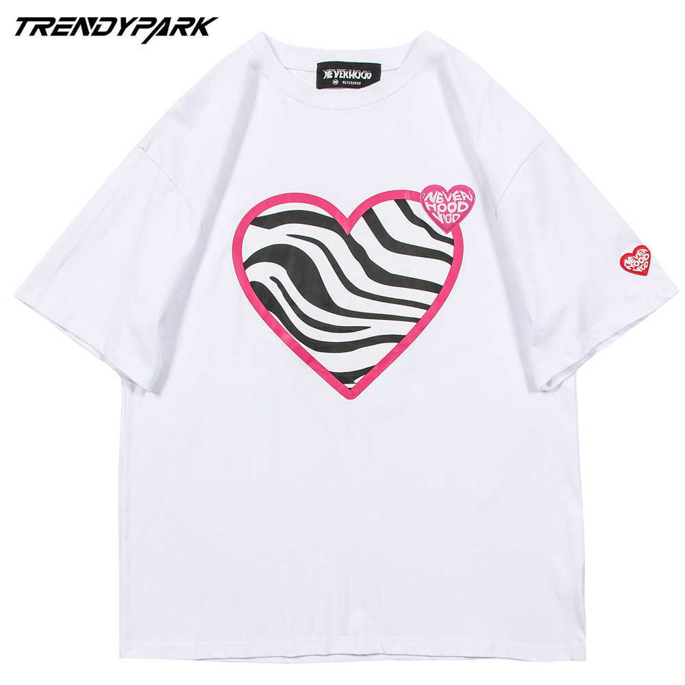 Men's Hip Hop Streetwear Tshirts Harajuku Plastic Heart T-Shirts Mens Casual Cotton Short Sleeve Tees Shirts Oversized Tops 210601