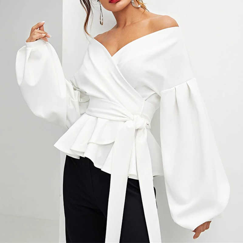 Women's Blouse Long Sleeve Korean Lantern V Neck Top Bow Tie Shirt Spring V-neck Ruffle 210615, White
Women's Blouse Long Sleeve Korean Lantern V Neck Top Bow Tie Shirt Spring V-neck Ruffle 210615, White
