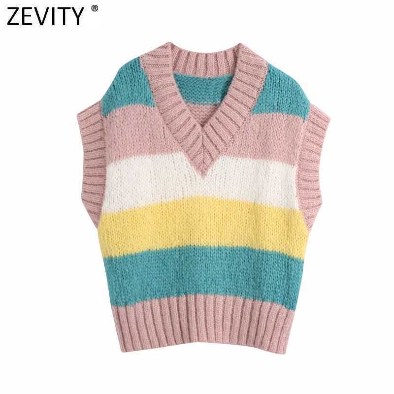 Zevity Spring Women Fashion V Neck Color Match Striped Casual Knitting Sweater Chic Lady Leisure Sleeveless Vest Tops S613 210603, As pic s613bb
Zevity Spring Women Fashion V Neck Color Match Striped Casual Knitting Sweater Chic Lady Leisure Sleeveless Vest Tops S613 210603, As pic s613bb