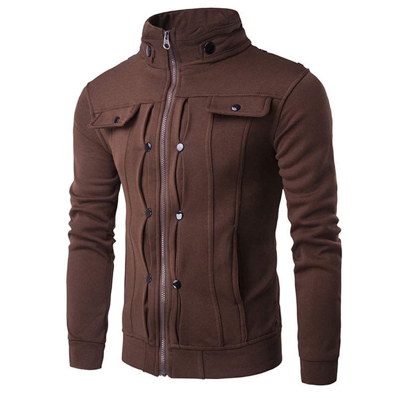 IceLion Fleece Sweatshirts Men Zipper Cardigan Hoodies Autumn Spring Stand Collar Sportswear Fashion Tracksuit Slim Jacket 201020