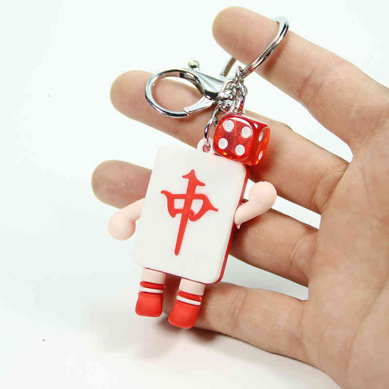 Key Rings Chinese Style Fun Mahjong Chain Pendant Novel Year Gift Car Ring Fortune Dice