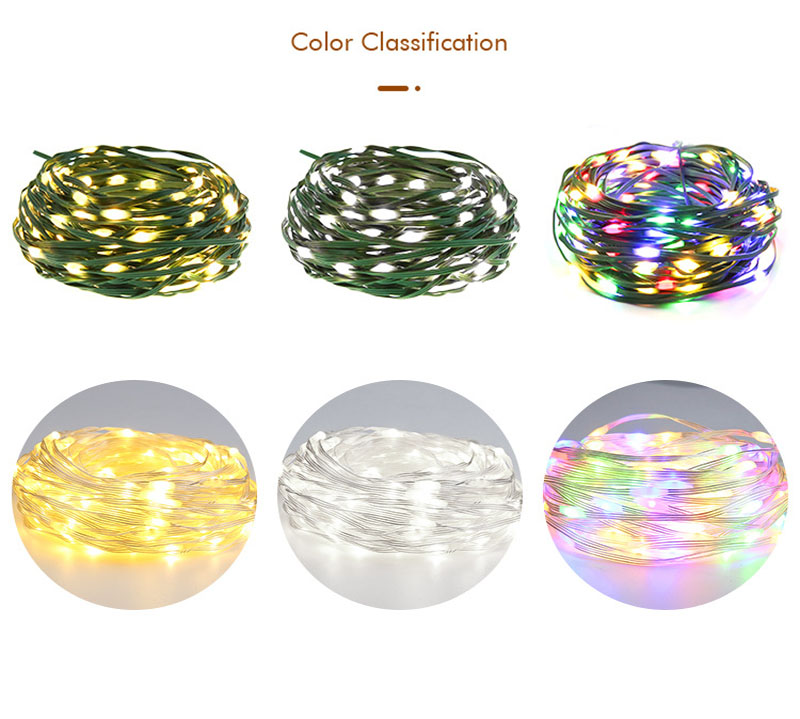 76ft 200leds Outdoor Christmas String Lights Fairy Light 8 Modes Green Wire LED Strings Waterproof Twinkle Lighting Warm White Mulit color 24V