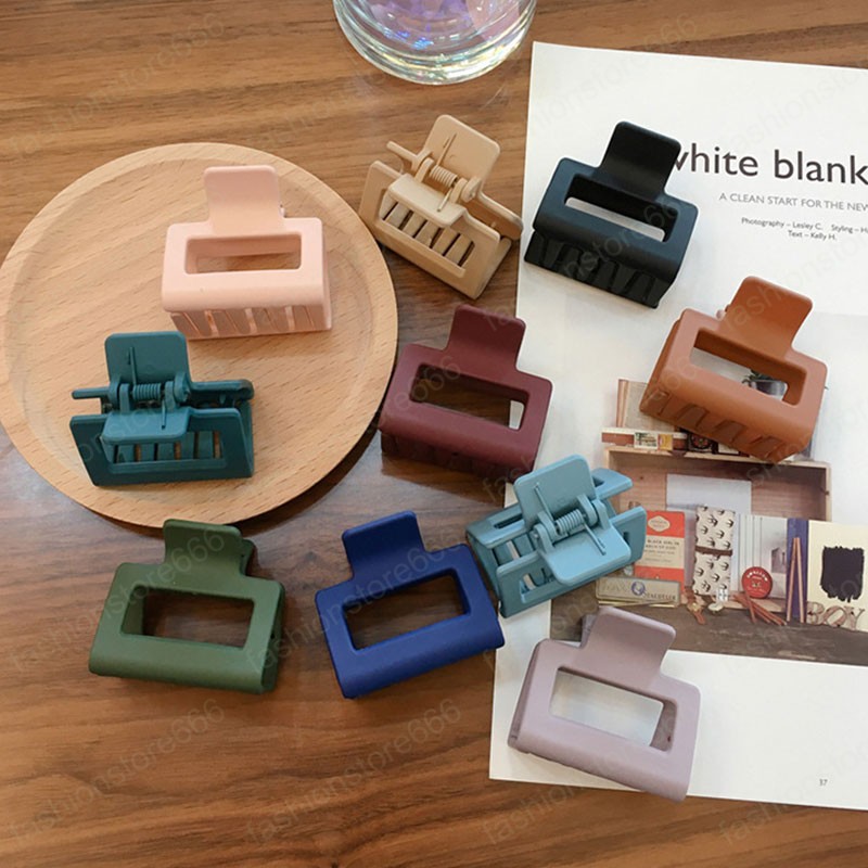 Korean Women Matte Hair Clamps Resin Hair Claws Geometric Square Hairclip Frosted Barrettes Girls Hair Accessories
