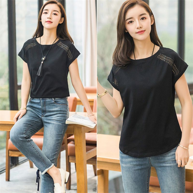 Female T-shirt Women Tops Summer Cotton T-Shirts For Women Black White Pink Plus Size Tshirt Short Sleeve Women T Shirts 210306
